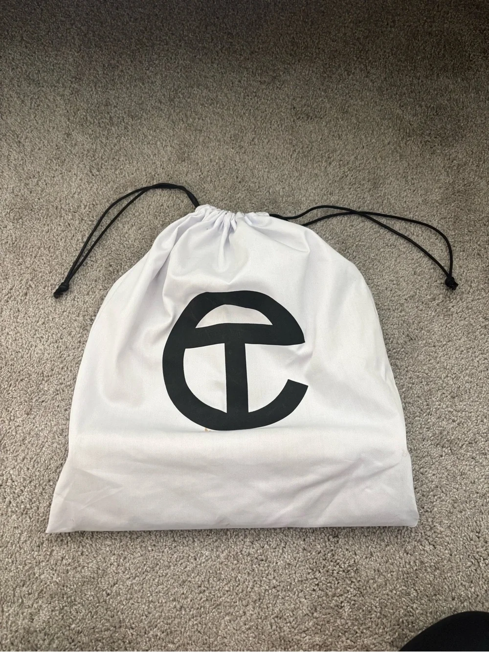 Beige TELFAR Patent Tote Bag with Embossed Monogram